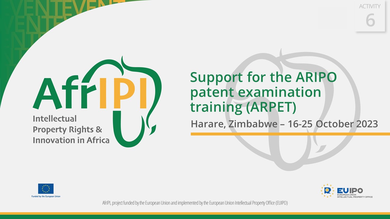 Support for the ARIPO patent examination training (ARPET)