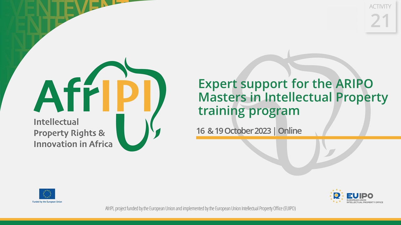 Expert support for the ARIPO masters training programme