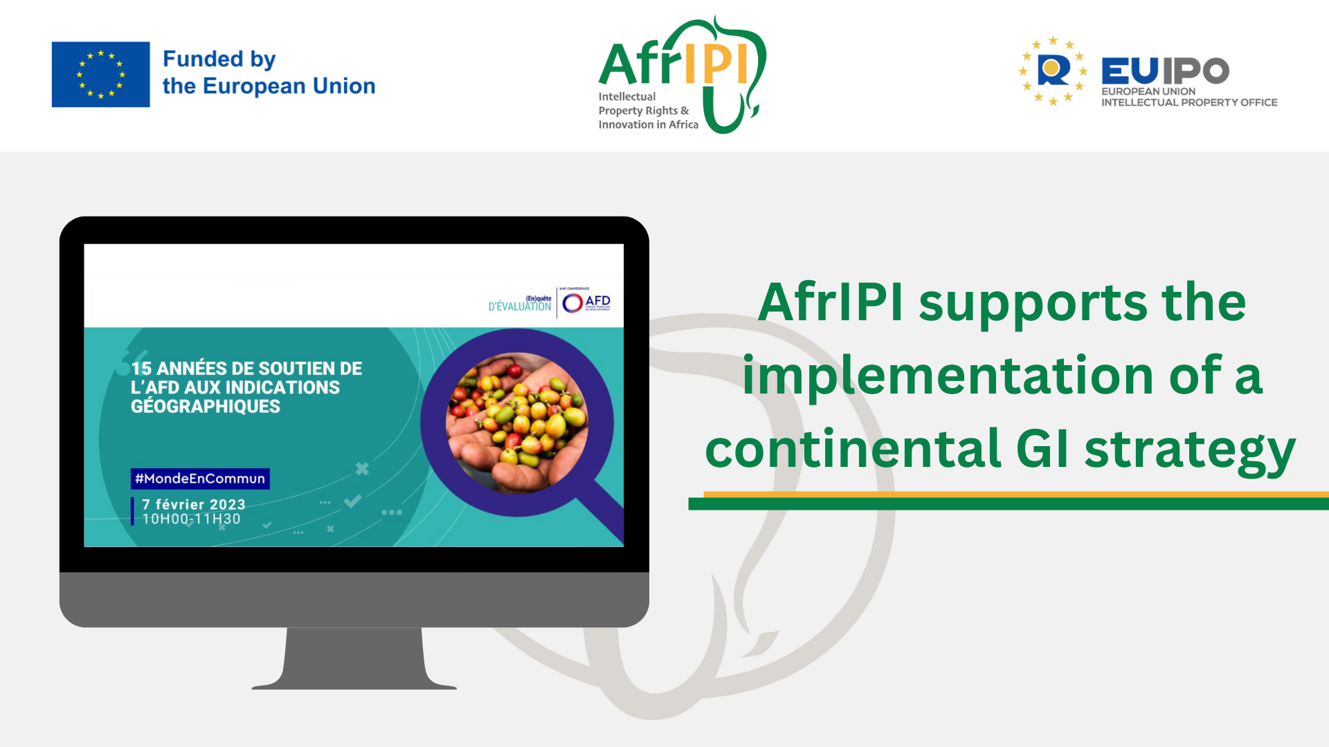 Illustration of a data screen with text and logo 