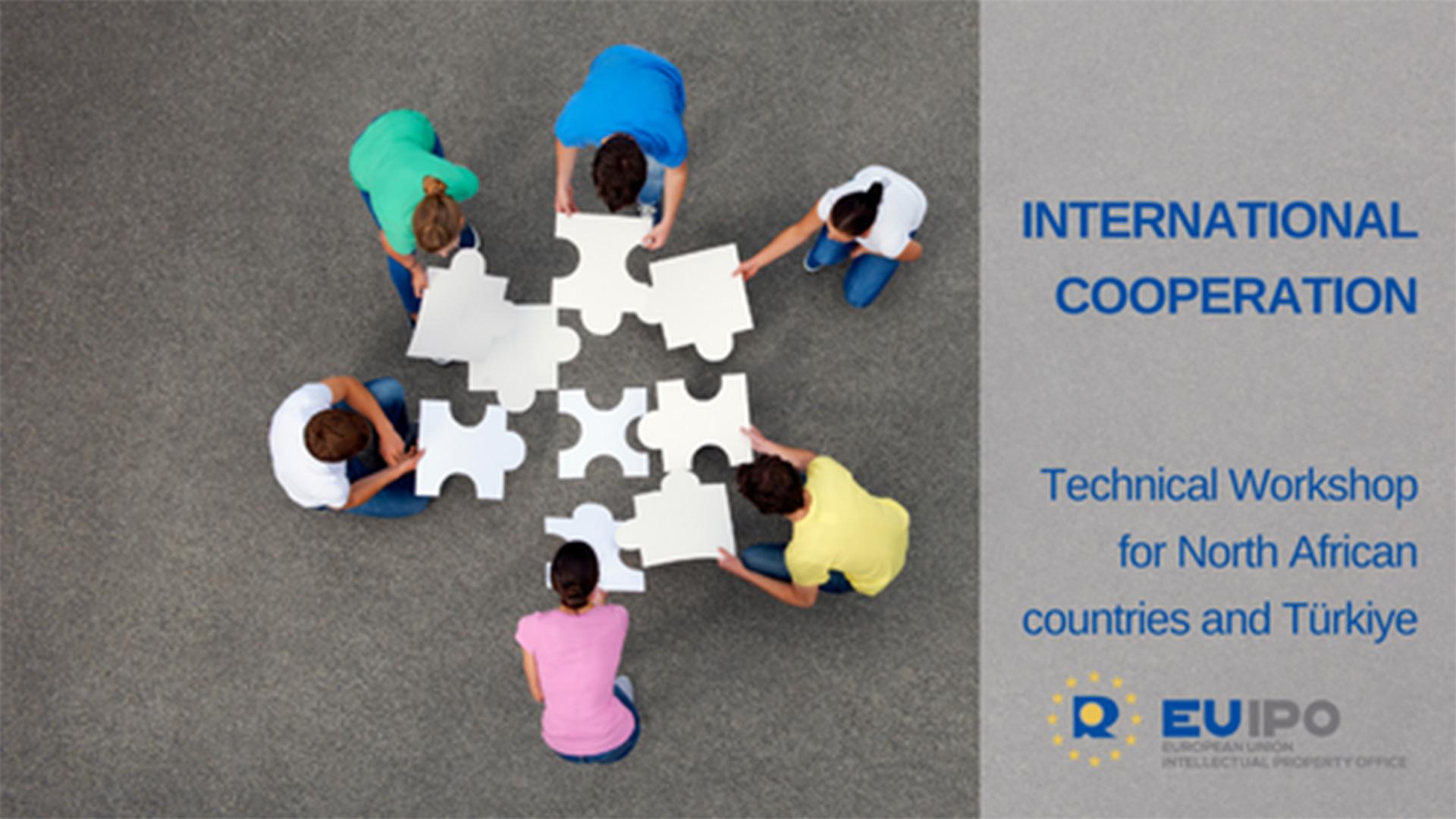 Birds eye view of a group of children in a ring formation, text on right side