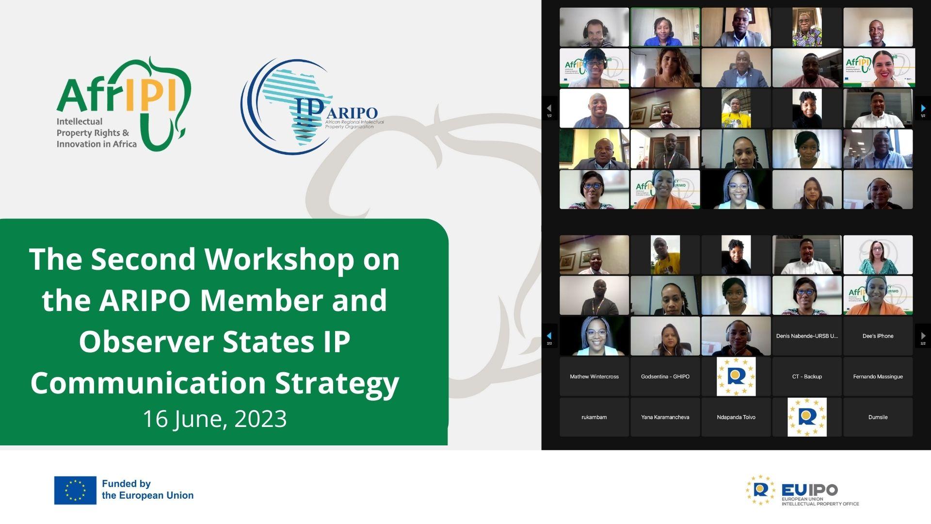 Afripi logo text for the event and many screens from an online meeting