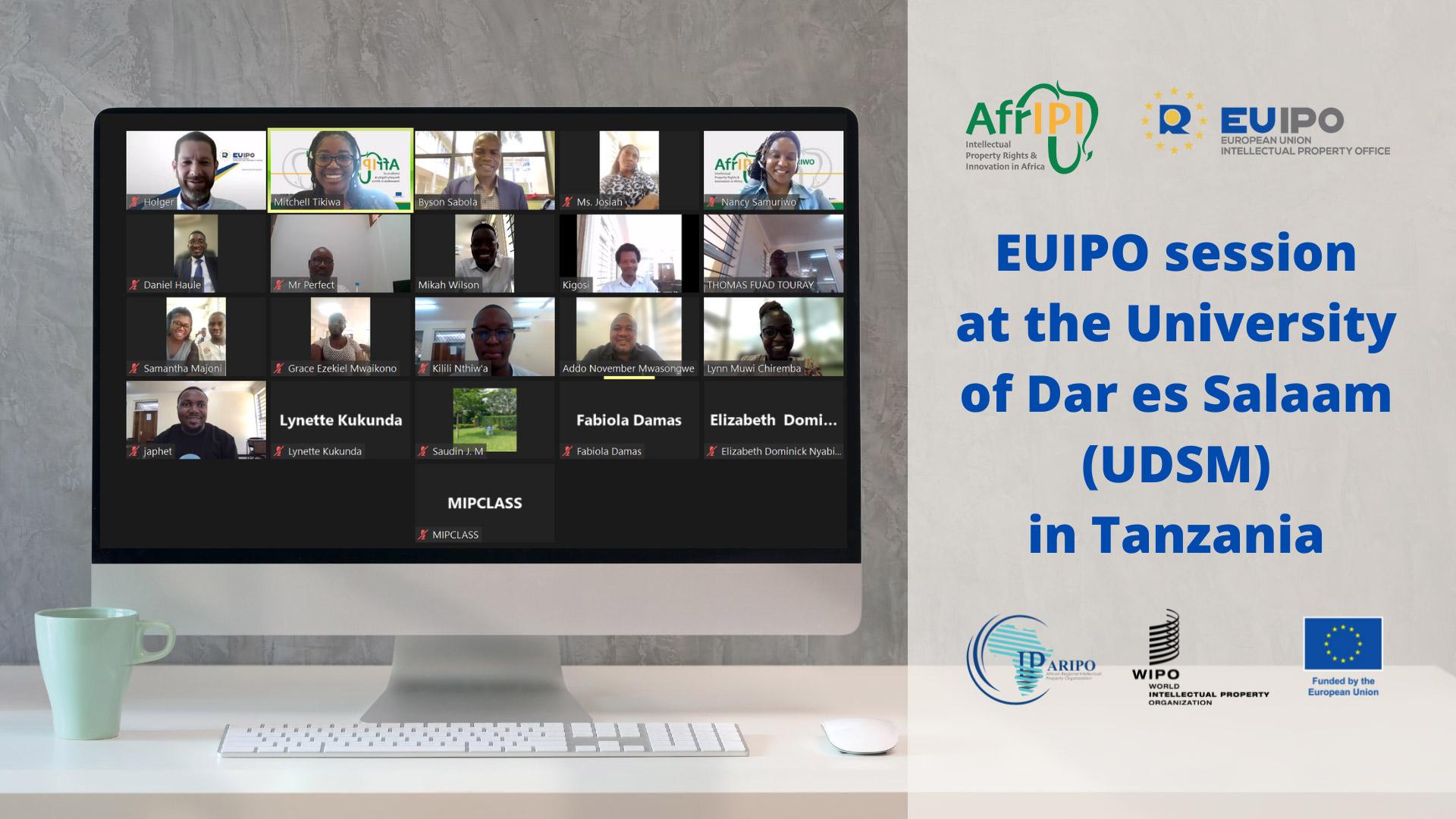 A datascreen with the participants in it and text next to the screen