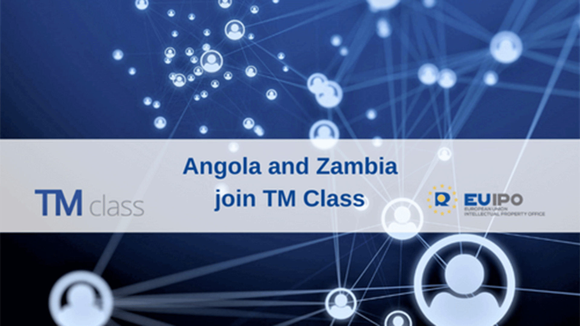 Blue background with title of the event and logos